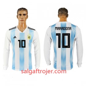 Argentina Fodboldtrøjer Maradona 10 Hjemmebanesæt VM 2018 Langærmet